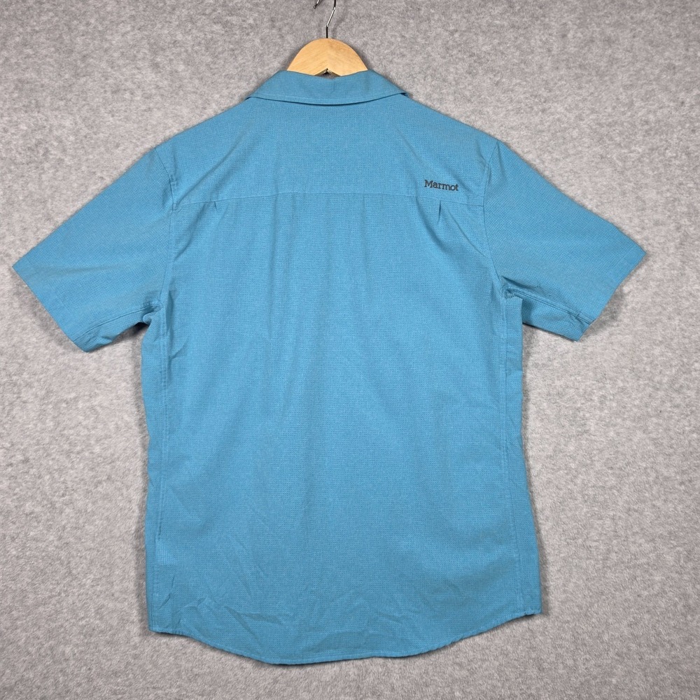 Marmot Shirt Mens Size Medium Cyan Lightweight Perforated Airy Button Down Hike - Picture 6 of 11